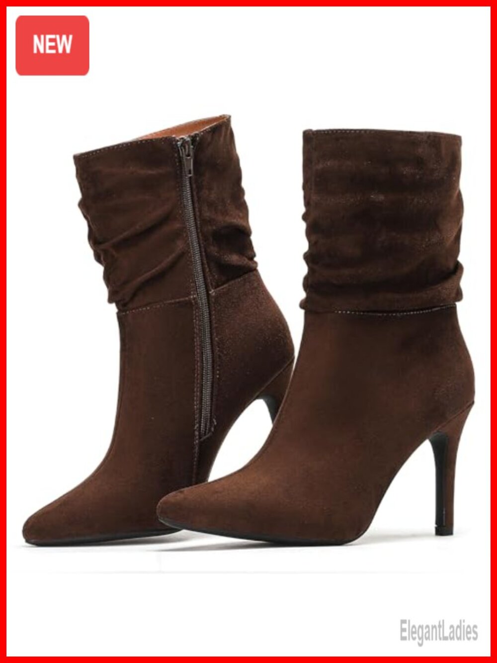 Women's Stiletto High Heel Slouchy Ankle Boots Pointed Toe Faux Suede Dress